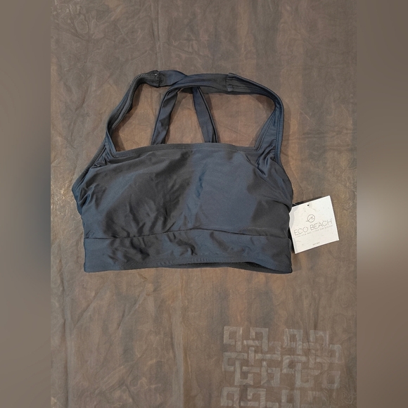 🤍❗ NWT EcoBeach Black Bikini Top Size Medium - Picture 1 of 4